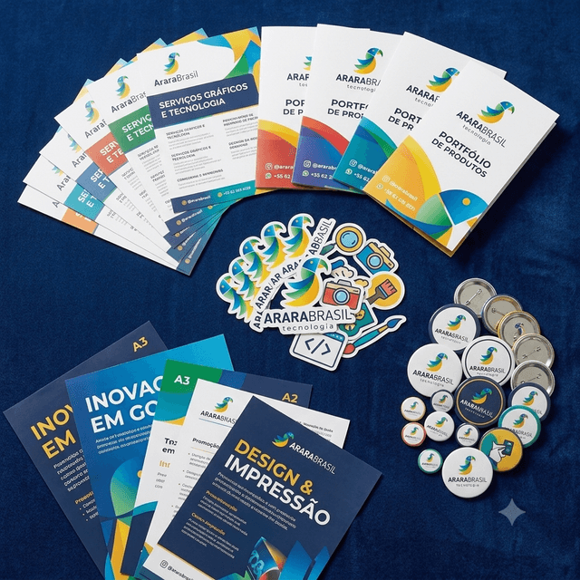 Flyers, Folders, Adesivos, Botons e Cartazes